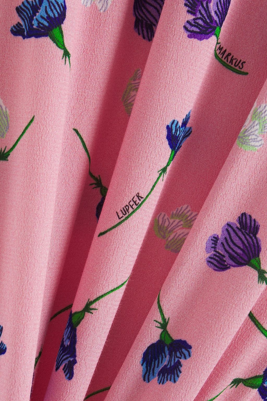 MARKUS LUPFER Greta asymmetric floral-print crepe midi skirt