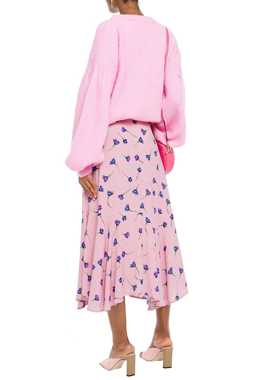 MARKUS LUPFER Greta asymmetric floral-print crepe midi skirt