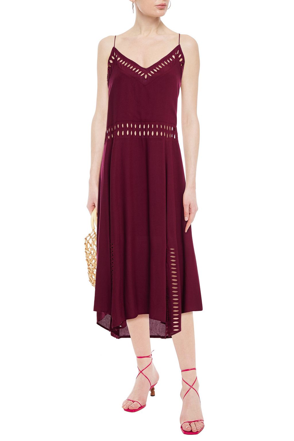 VIX PAULA HERMANNY Deana asymmetric cutout voile midi dress