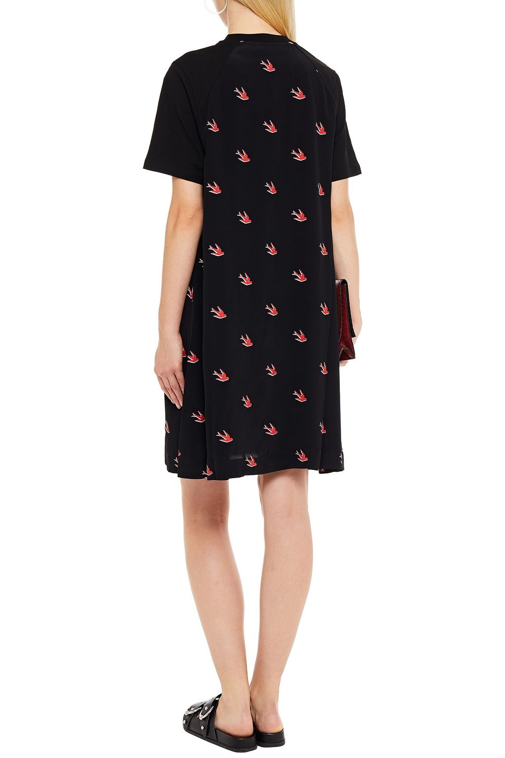 MCQ ALEXANDER MCQUEEN Jersey-paneled printed crepe de chine mini dress