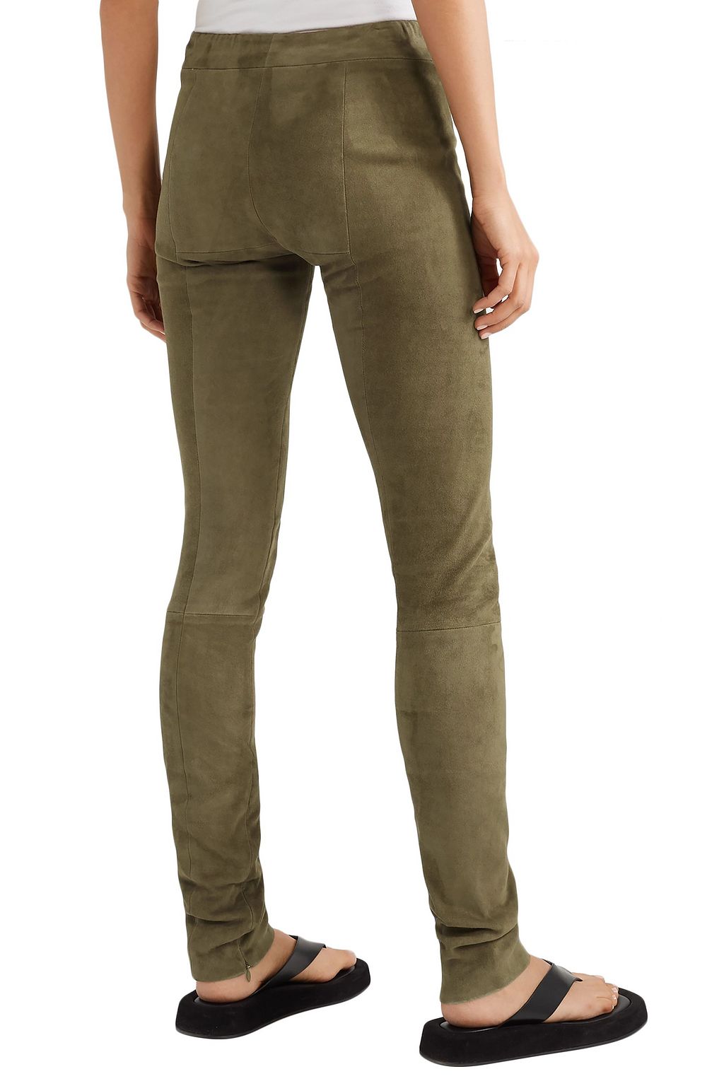 THE ROW Tomo paneled stretch-suede skinny pants