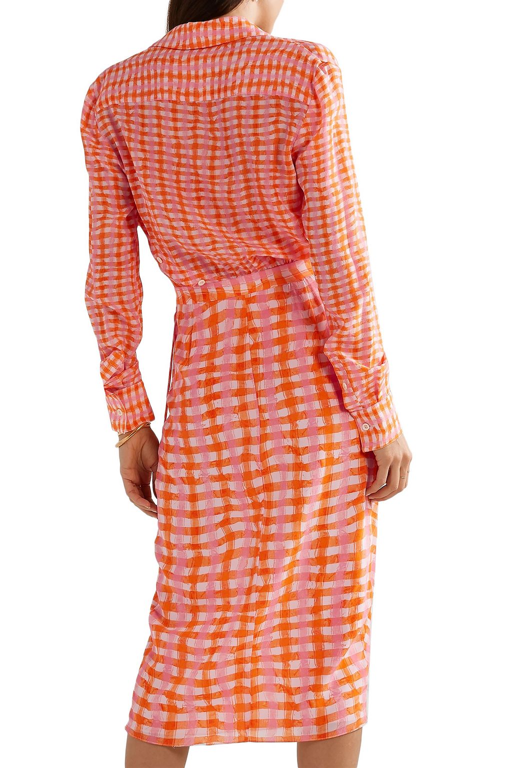 ALTUZARRA Constantina wrap-effect checked silk crepe de chine midi dress