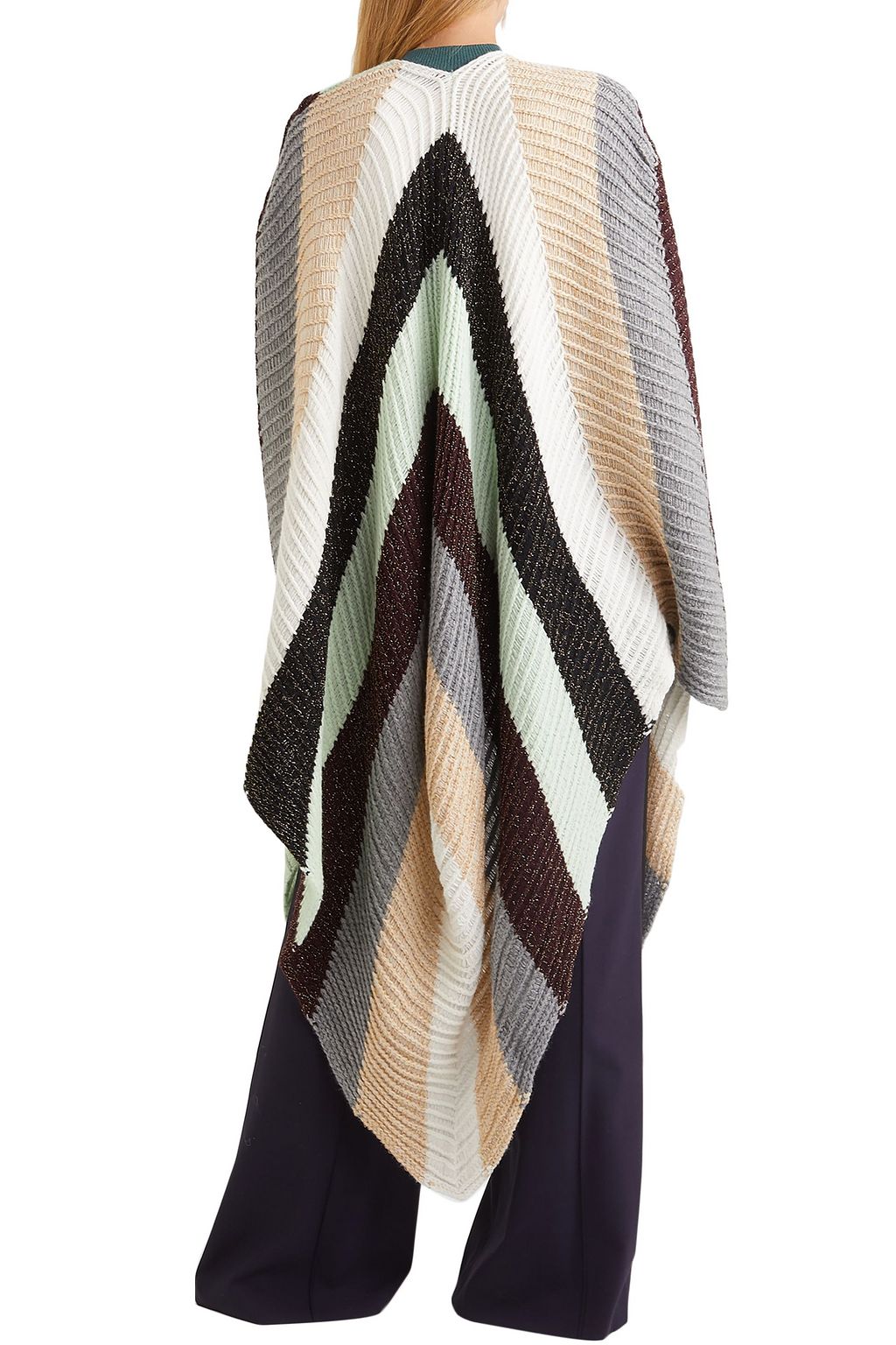 MISSONI Metallic striped wool-blend poncho