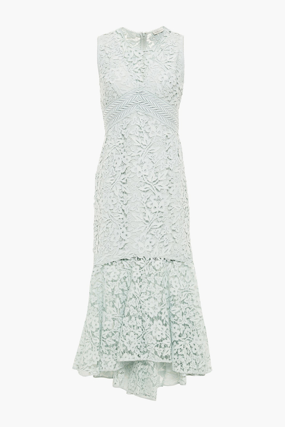 Ml Monique Lhuillier Woman Fluted Guipure Lace Midi Dress Mint Size 8