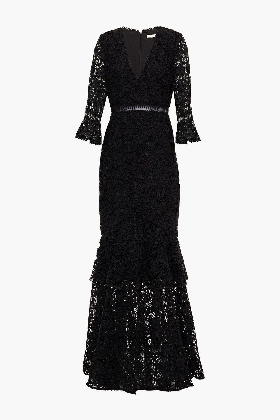 Ml Monique Lhuillier Woman Fluted Guipure Lace Gown Black Size 6
