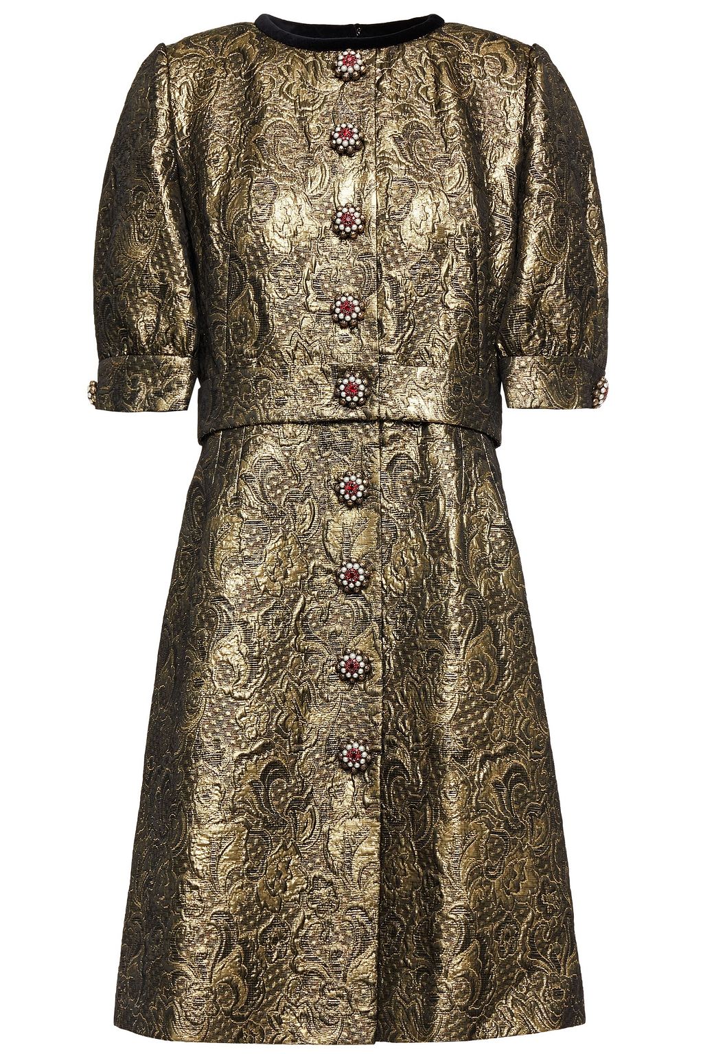 DOLCE & GABBANA Button-embellished metallic brocade mini dress | Sale up to  70% off | THE OUTNET