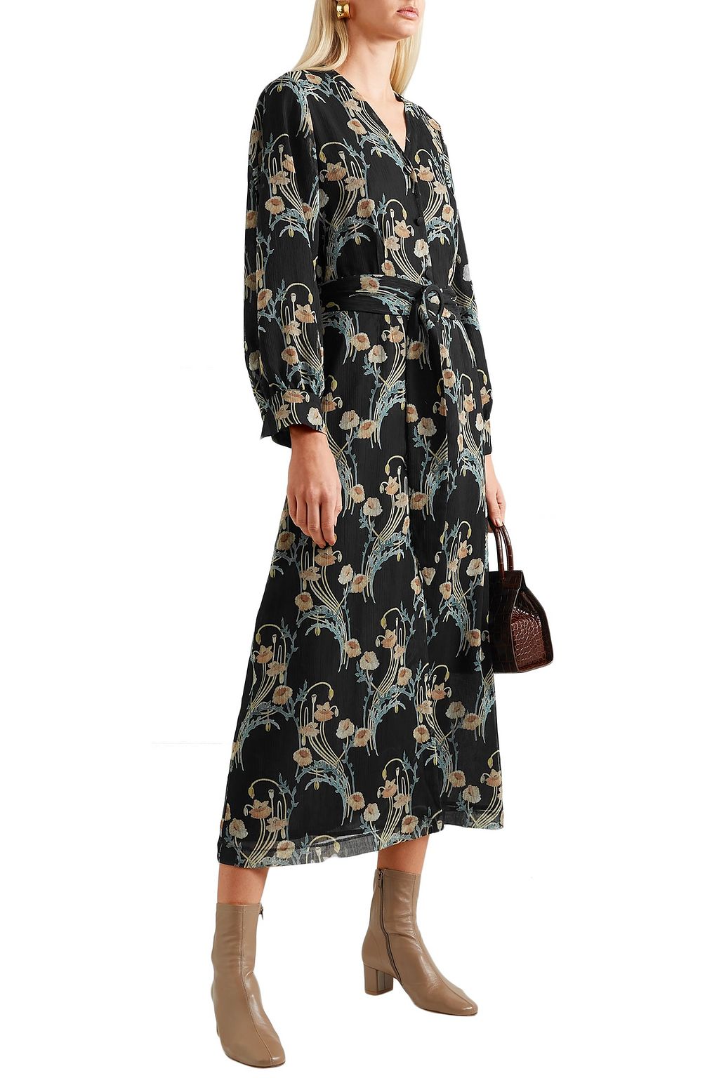 NANUSHKA Femme floral-print crepon midi dress