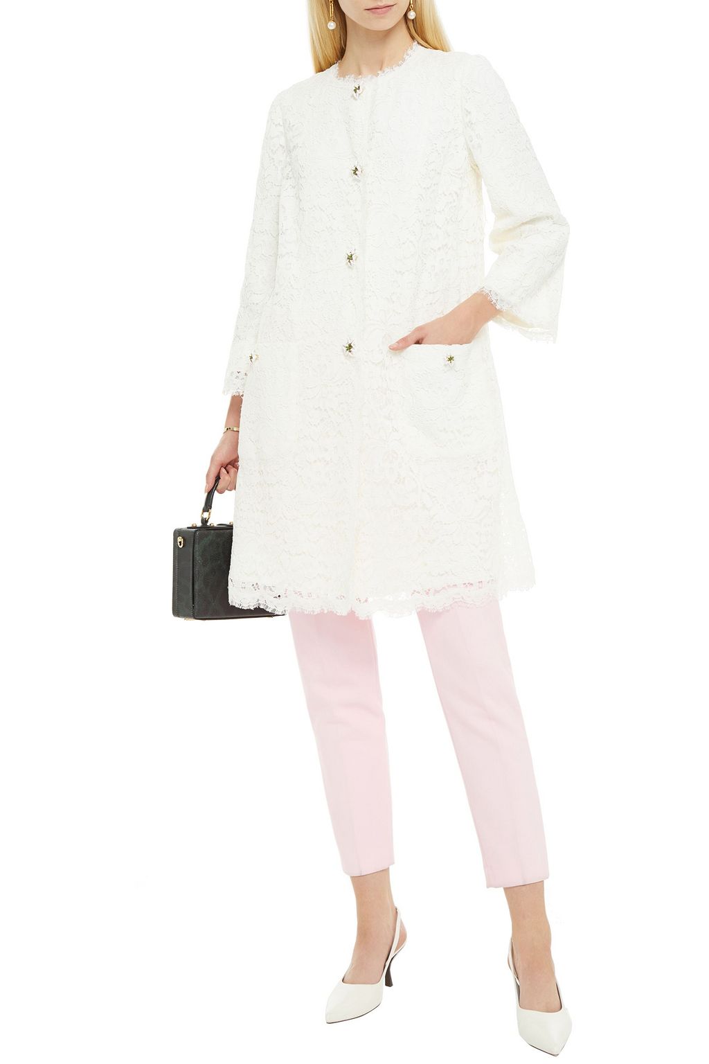 DOLCE&GABBANA Button-embellished corded lace coat