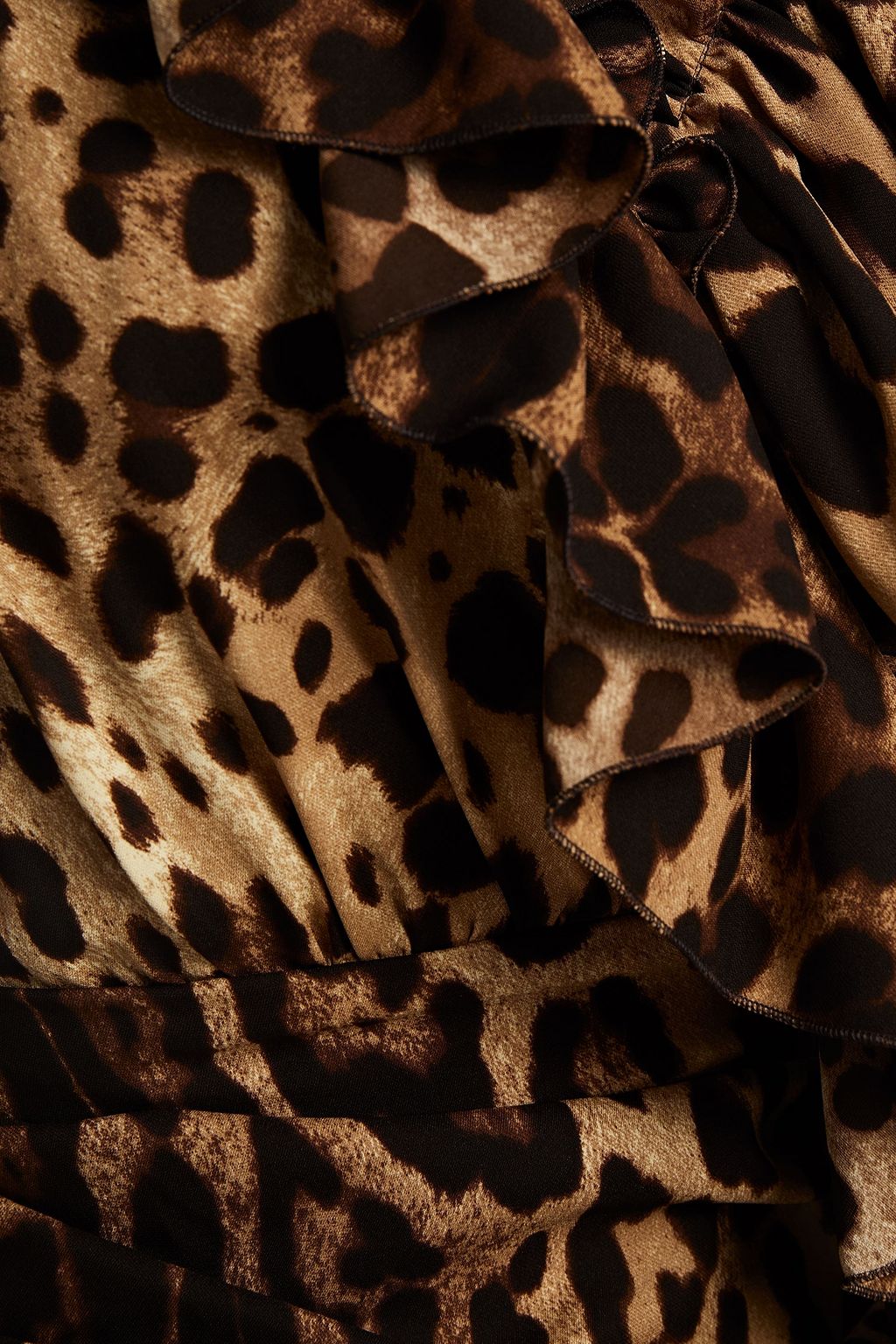 DOLCE&GABBANA Ruffled leopard-print stretch-silk dress