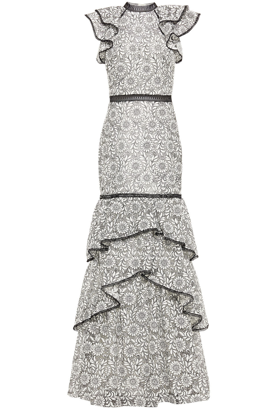 Ml Monique Lhuillier Woman Ruffled Guipure Lace Gown White Size 2