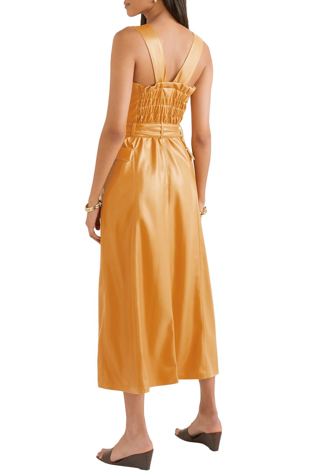 NANUSHKA Moun belted vegan leather wrap-effect midi dress