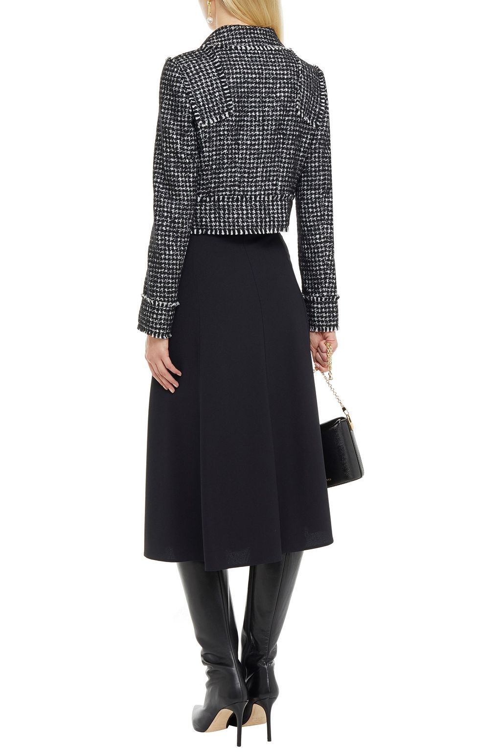 DOLCE&GABBANA Button-embellished houndstooth tweed jacket