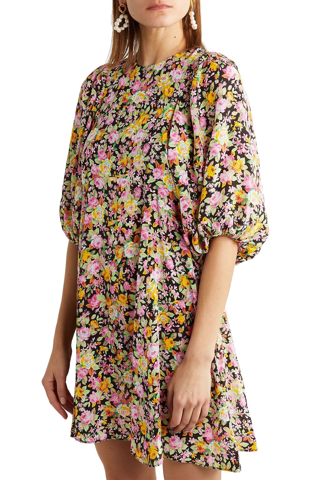 LES RÊVERIES Floral-print silk crepe de chine mini dress