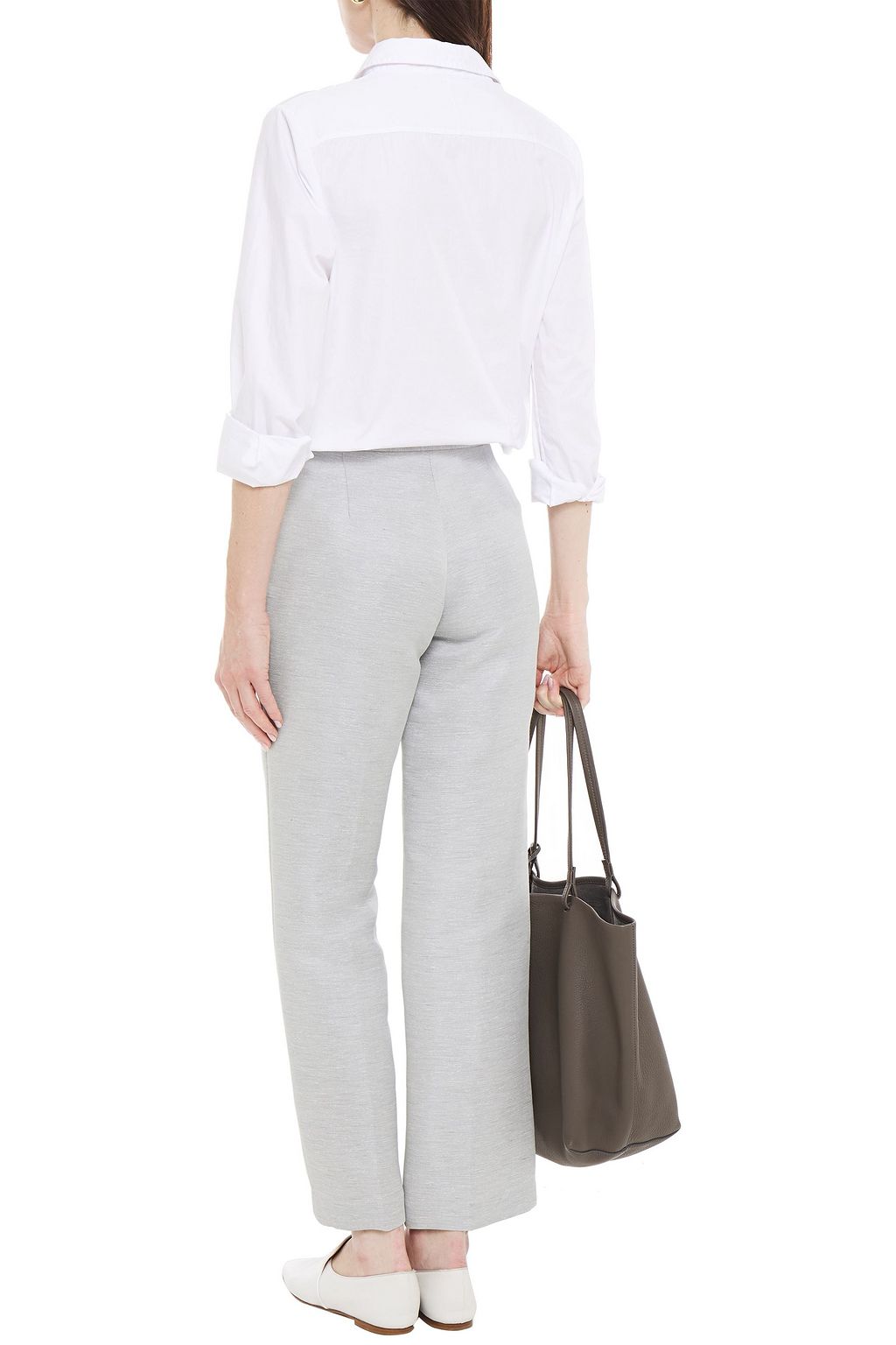 THE ROW Mavery slub silk and linen-blend straight-leg pants