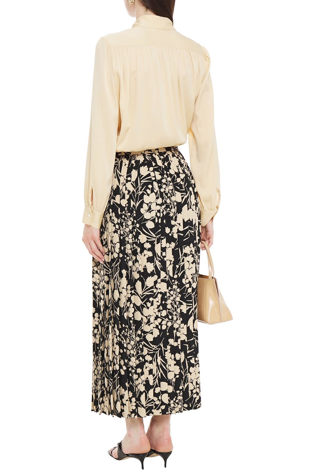 THE ROW Lawrence pleated floral-print silk midi skirt