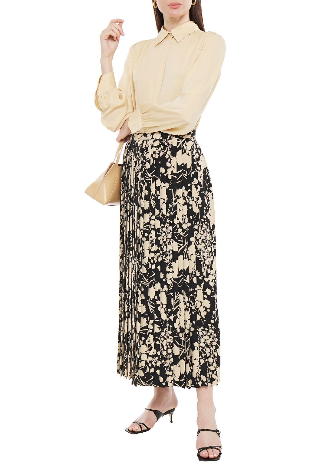 THE ROW Lawrence pleated floral-print silk midi skirt
