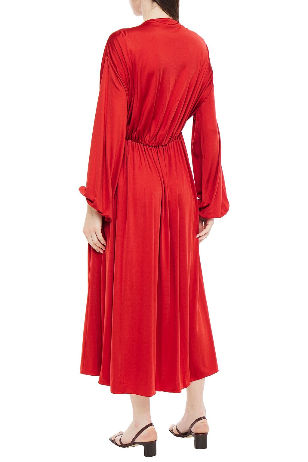THE ROW Sasha gathered satin-jersey midi dress