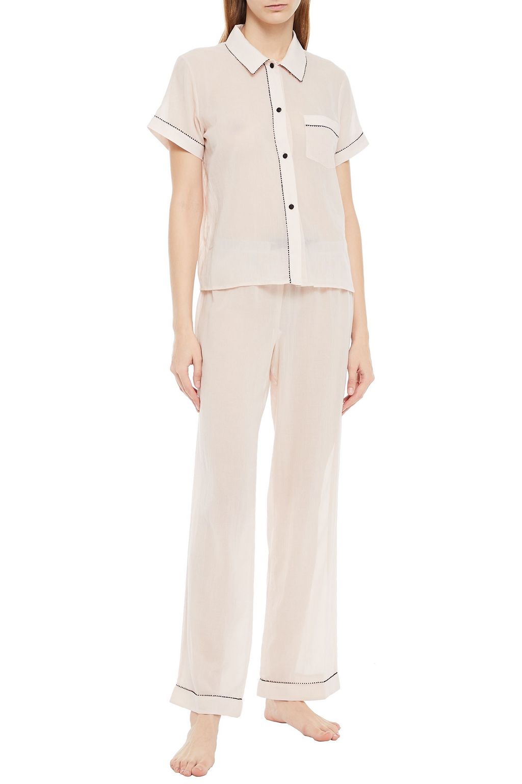 MORGAN LANE Tami cotton-gauze pajama top