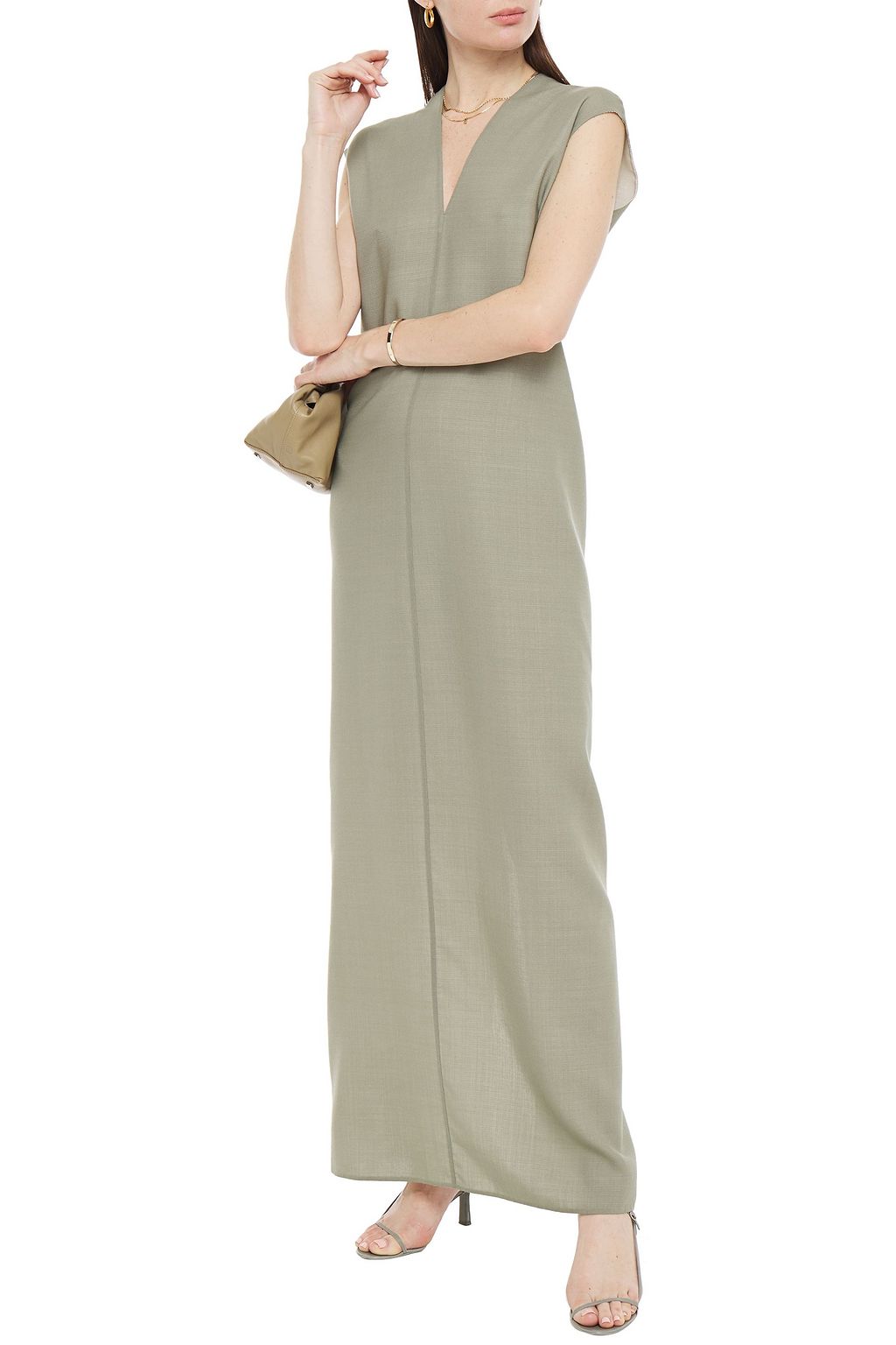 THE ROW Leanna pleated wool-blend maxi dress