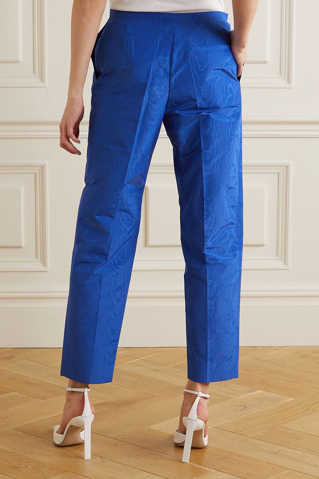 NINA RICCI Cropped cotton-blend moire straight-leg pants