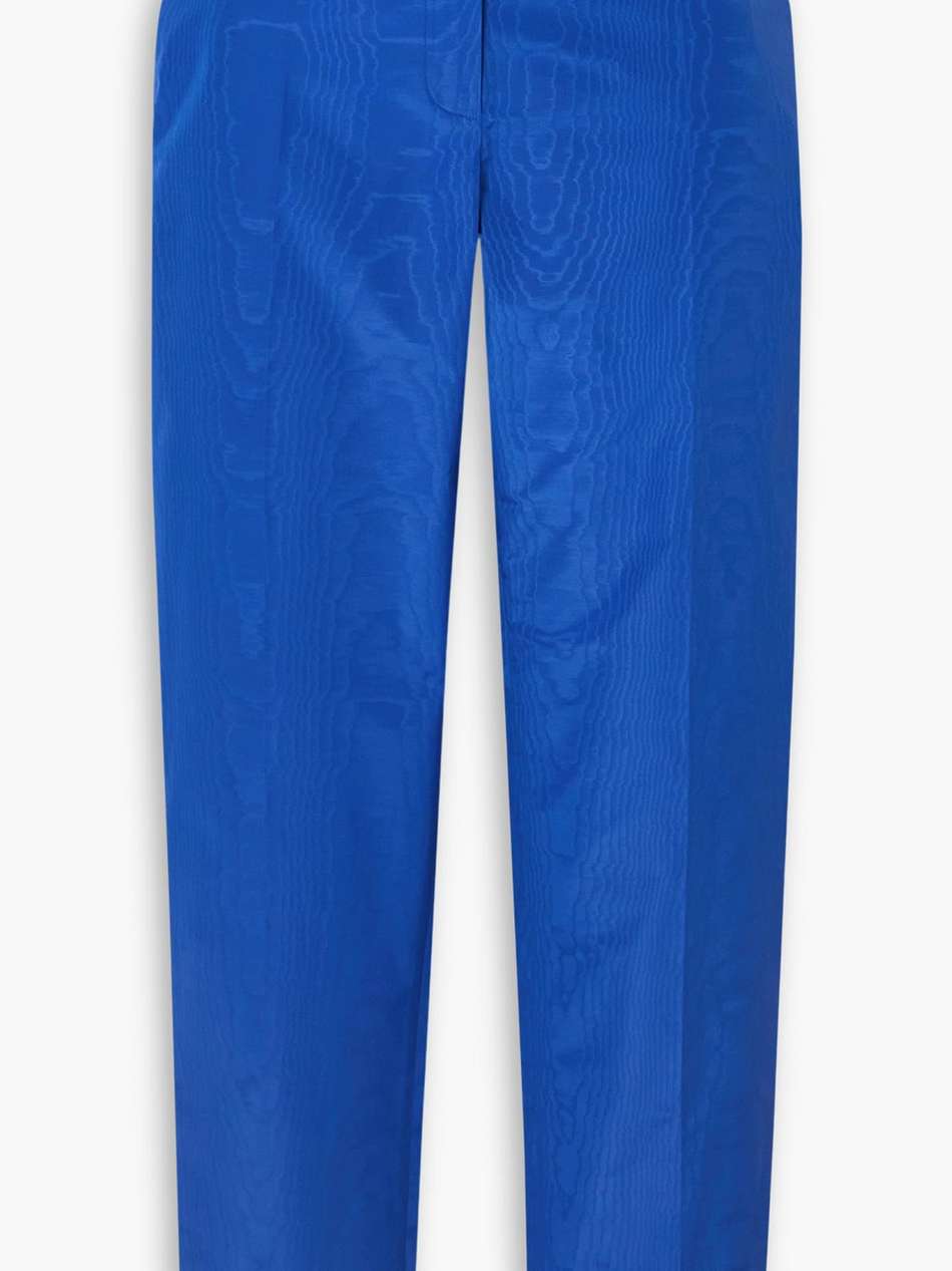 cropped cotton-blend moire straight-leg pants