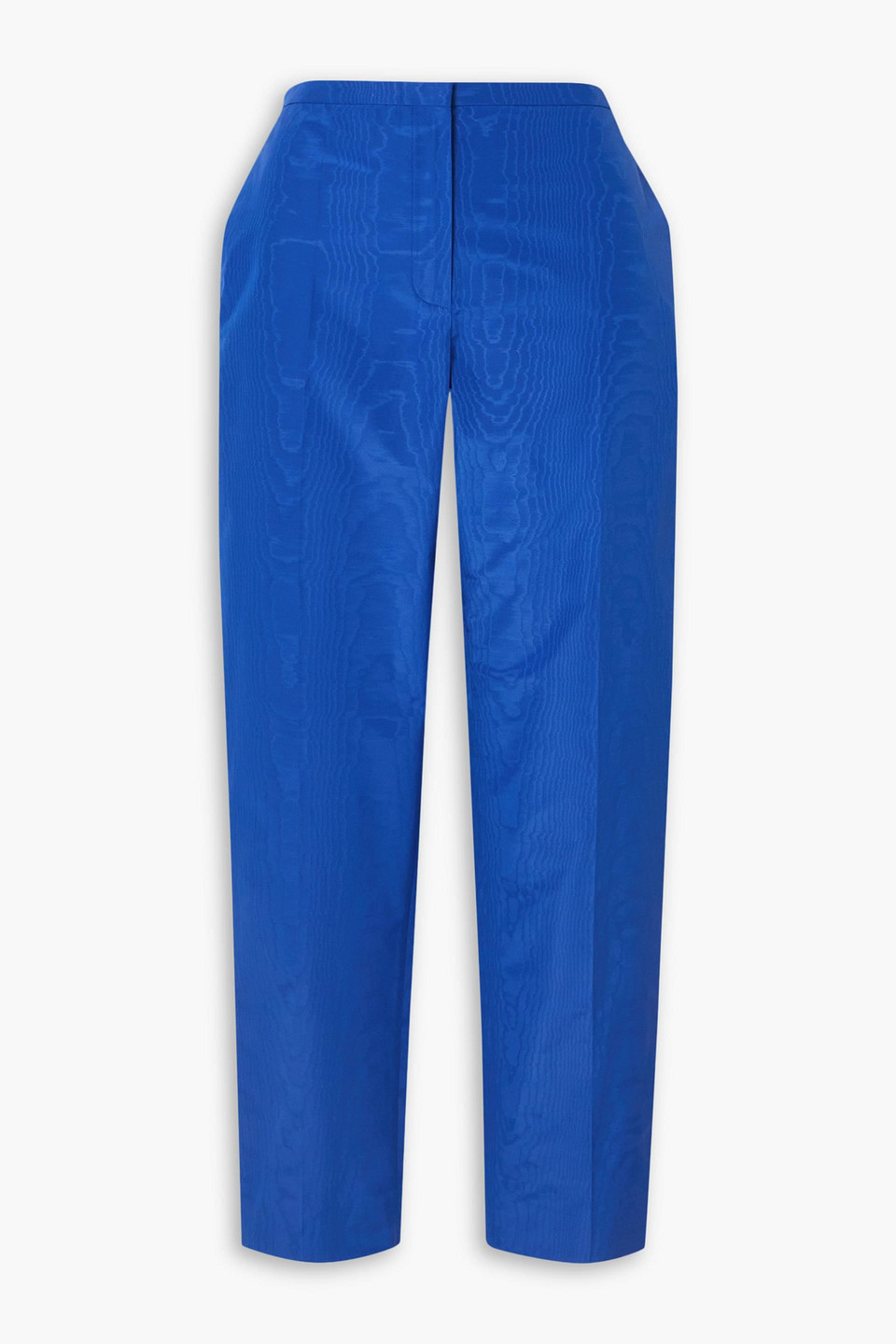 Nina Ricci Cropped Cotton-blend Moire Straight-leg Pants In Bright Blue