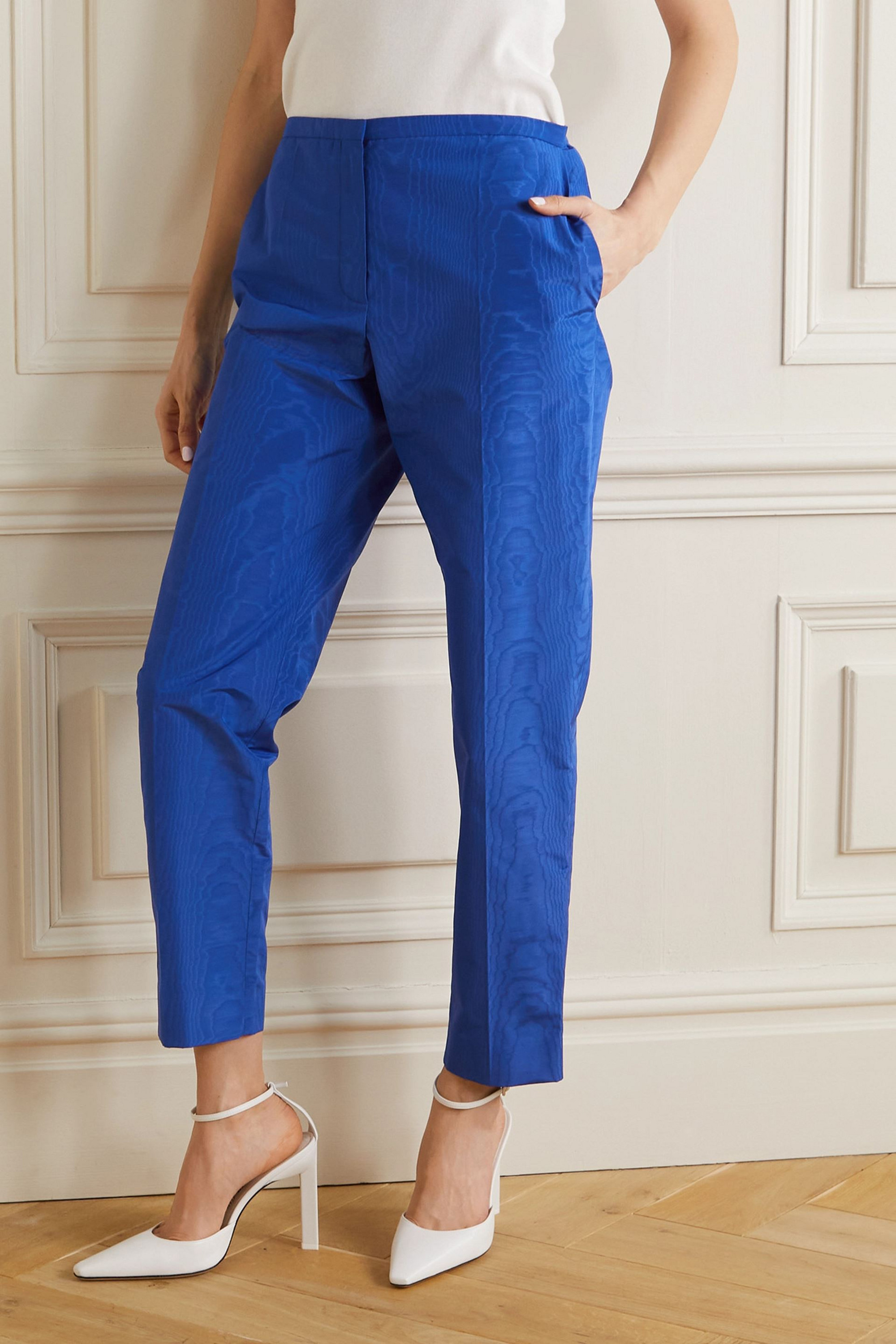 Nina Ricci Cropped cotton-blend moire straight-leg pants