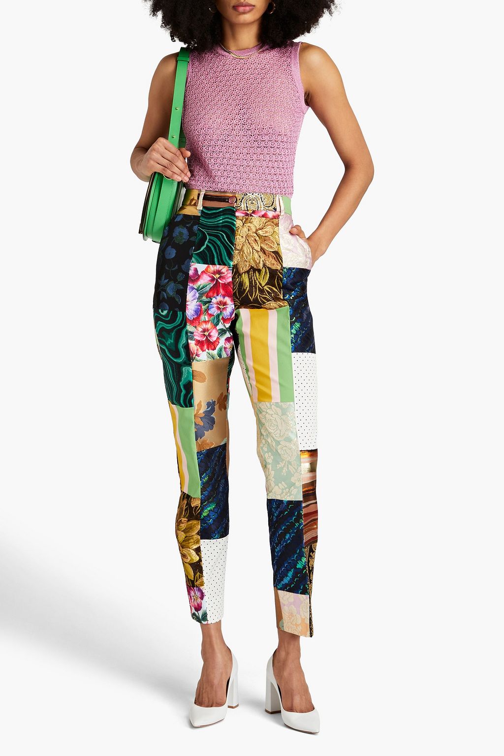 DOLCE&GABBANA Patchwork jacquard, brocade and twill tapered pants