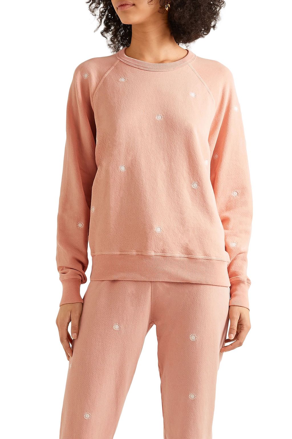 THE GREAT. The College embroidered slub cotton-jersey sweatshirt