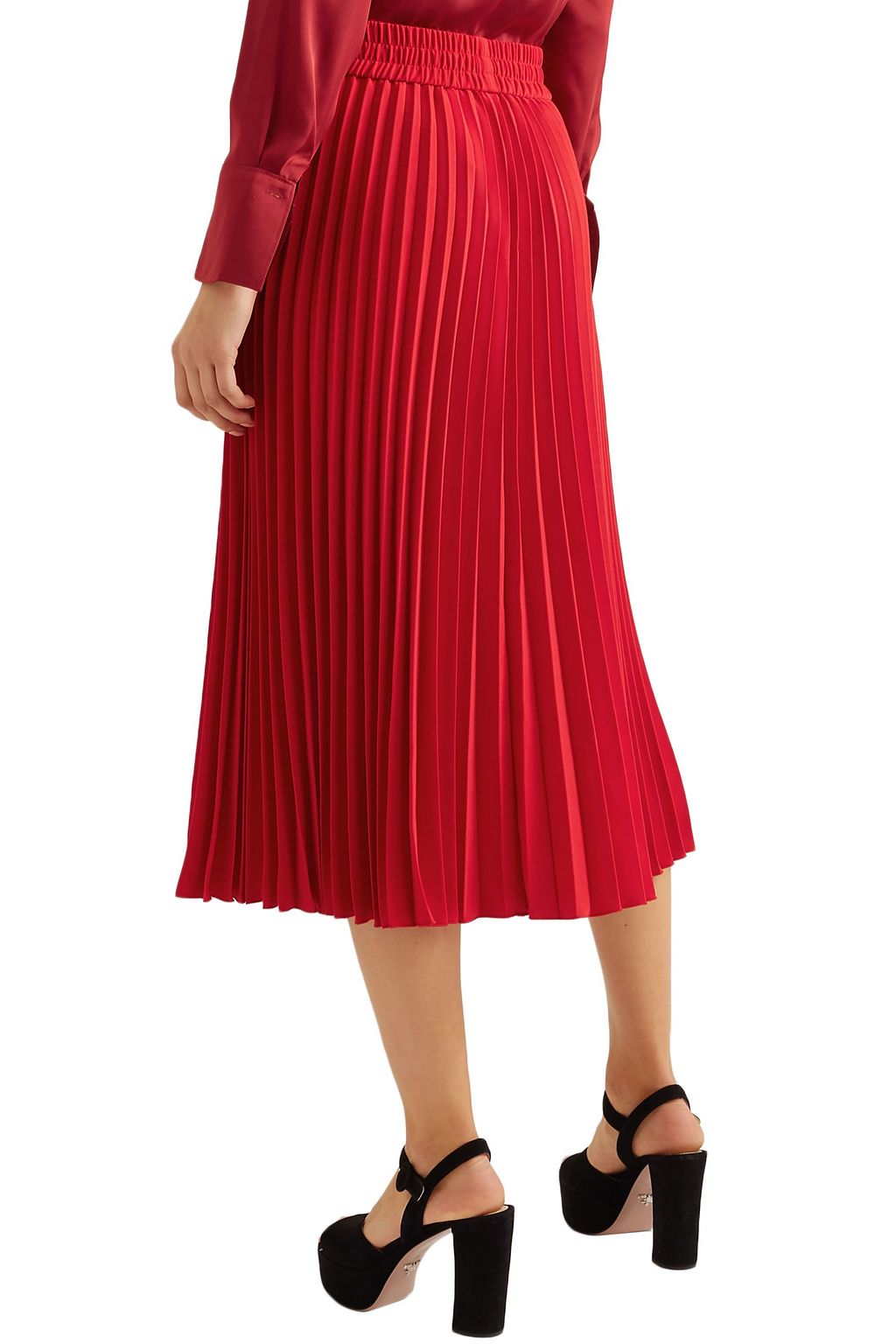 REDVALENTINO Pleated crepe midi skirt