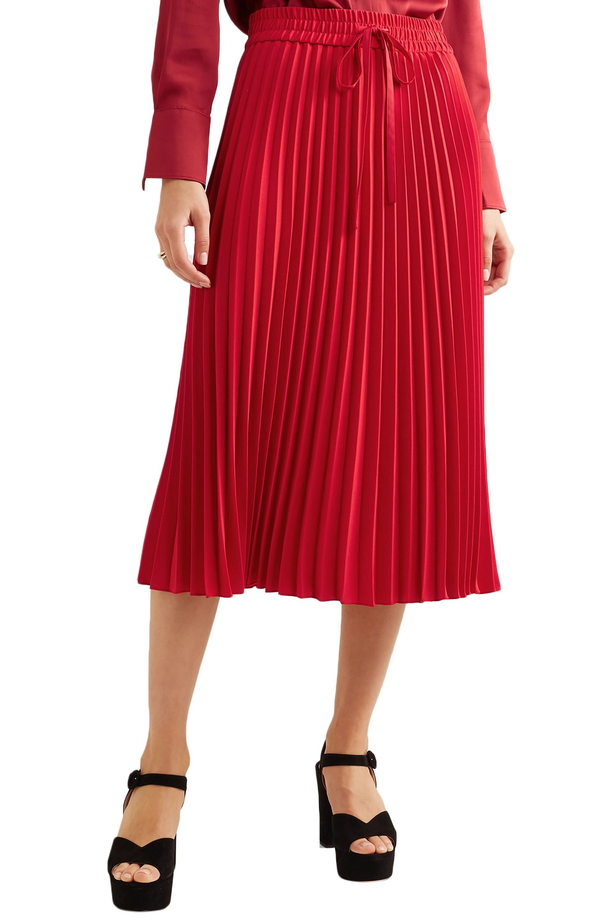 REDValentino Pleated crepe midi skirt