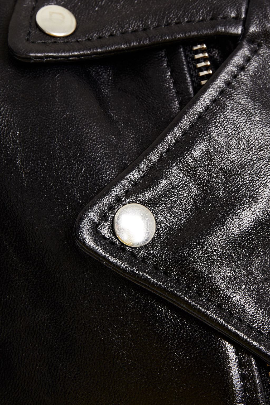 MCQ ALEXANDER MCQUEEN Zip-detailed glossed-leather biker jacket