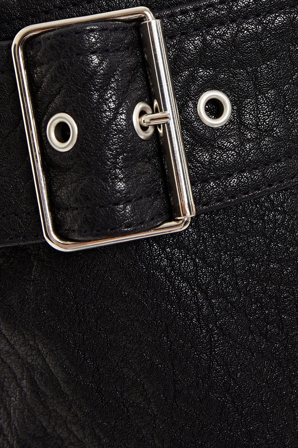 MCQ ALEXANDER MCQUEEN Buckle-detailed textured-leather mini skirt