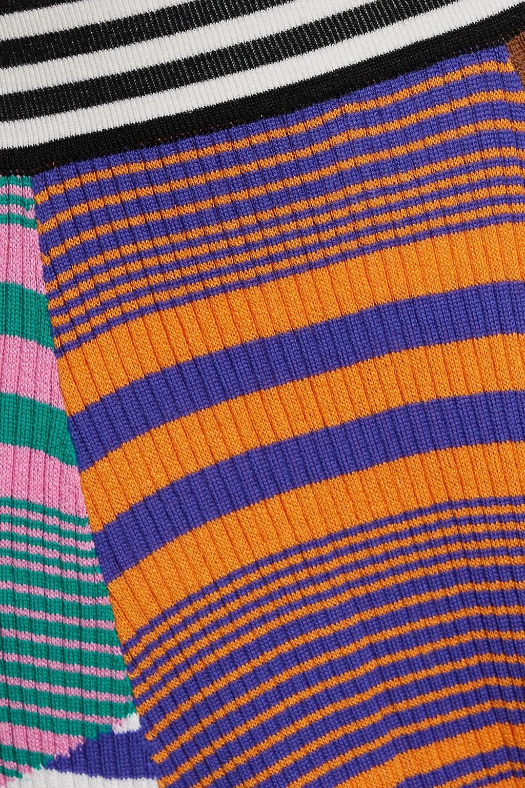 MISSONI Striped ribbed cotton and wool-blend midi skirt