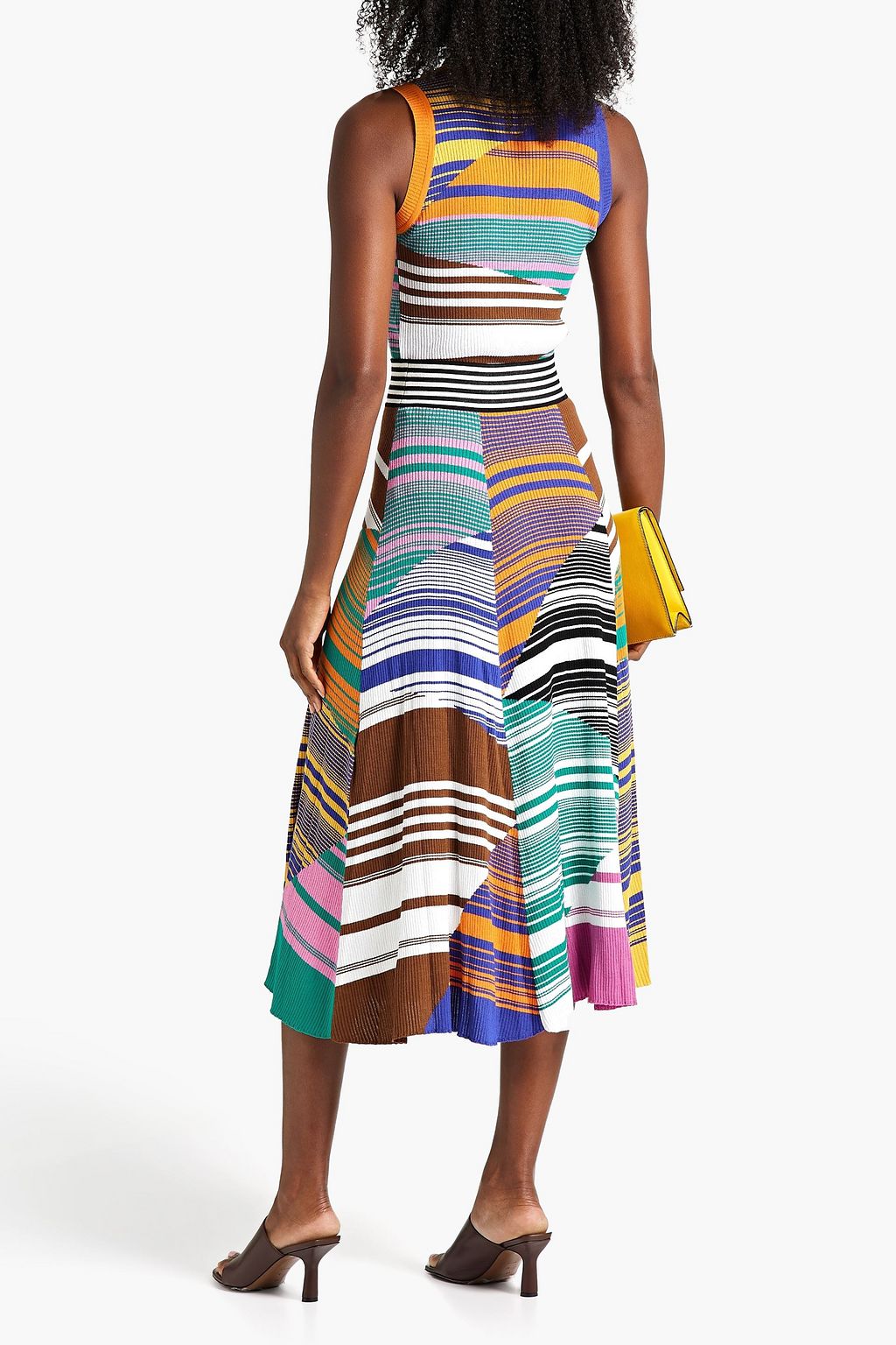 MISSONI Striped ribbed cotton and wool-blend midi skirt