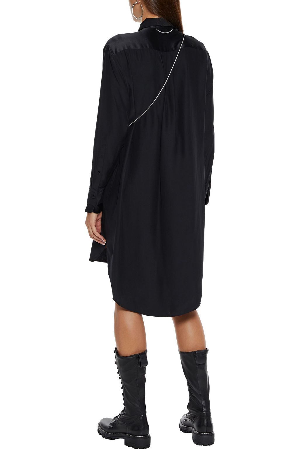 RAG & BONE Arc satin-paneled silk crepe de chine shirt dress