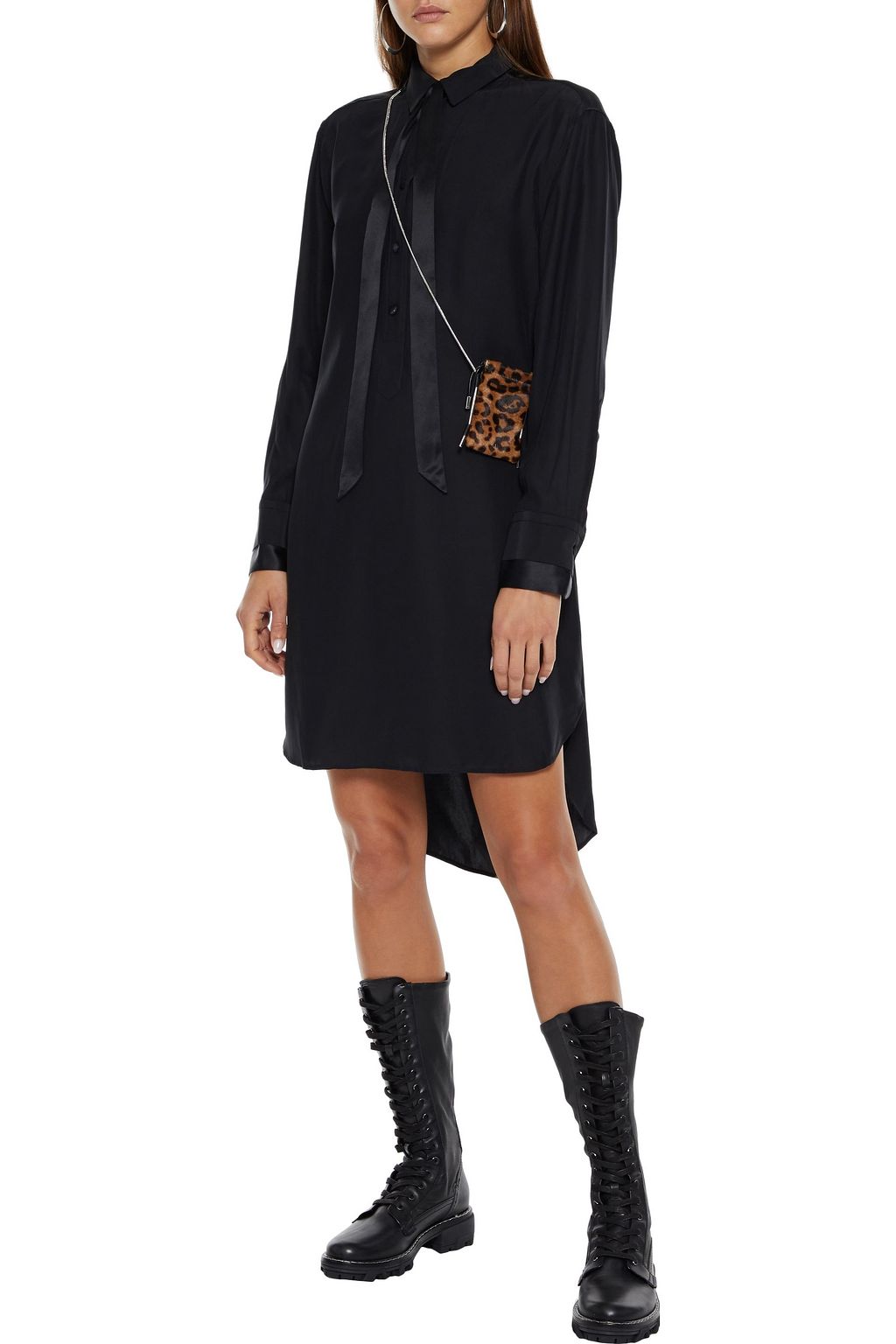 RAG & BONE Arc satin-paneled silk crepe de chine shirt dress