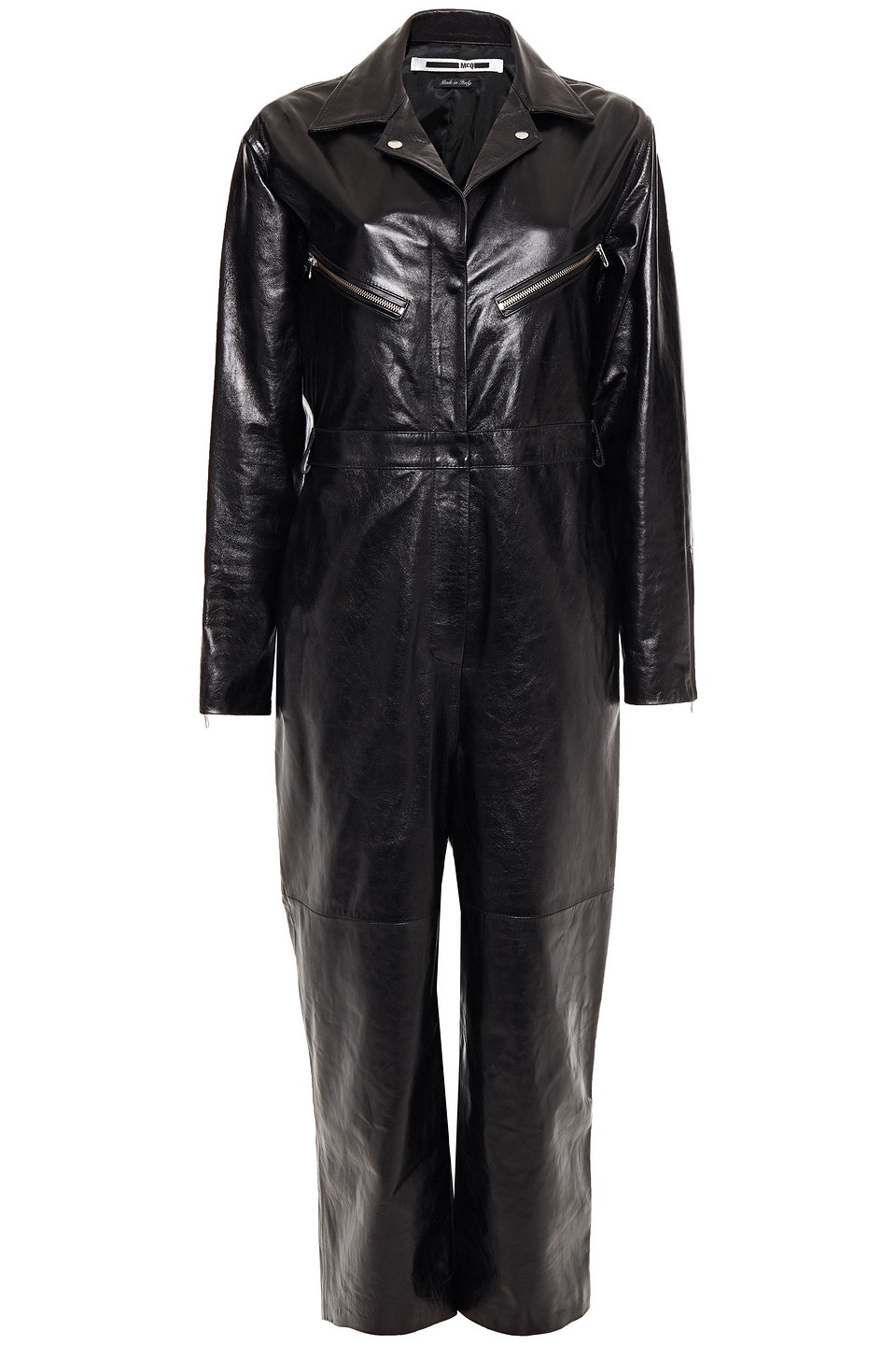 Mcq Alexander Mcqueen Woman Glossed-leather Jumpsuit Black Size 42