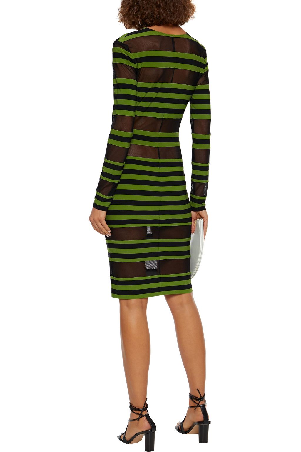 NORMA KAMALI Striped stretch-jersey and mesh dress