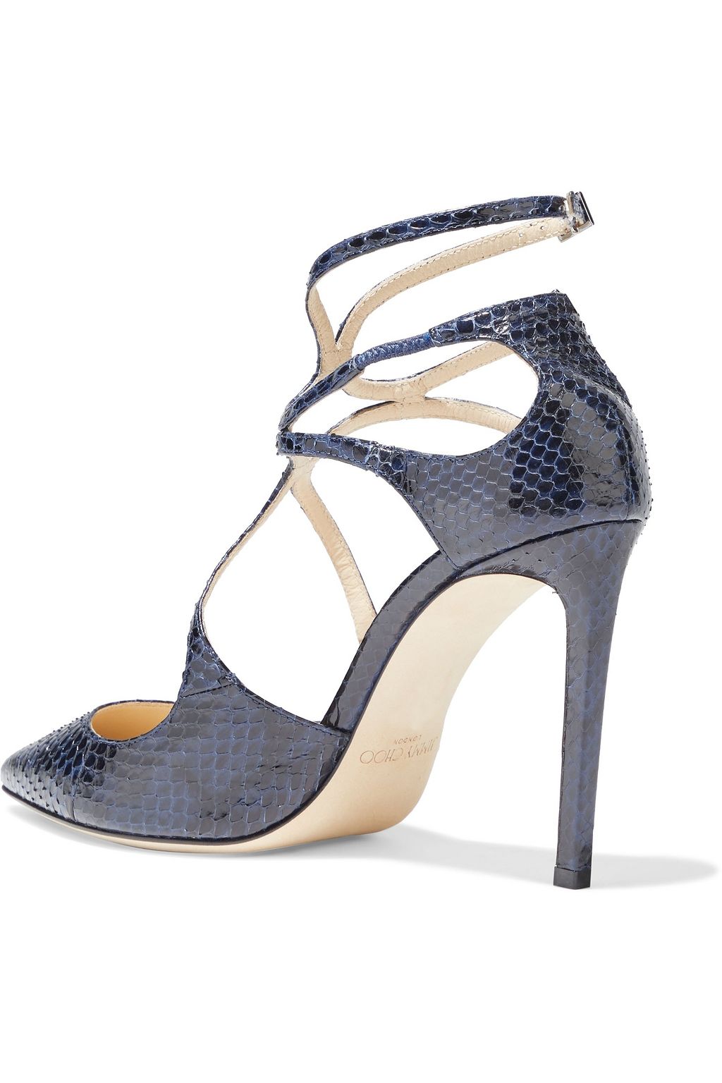 JIMMY CHOO Lancer 100 glossed-elaphe pumps