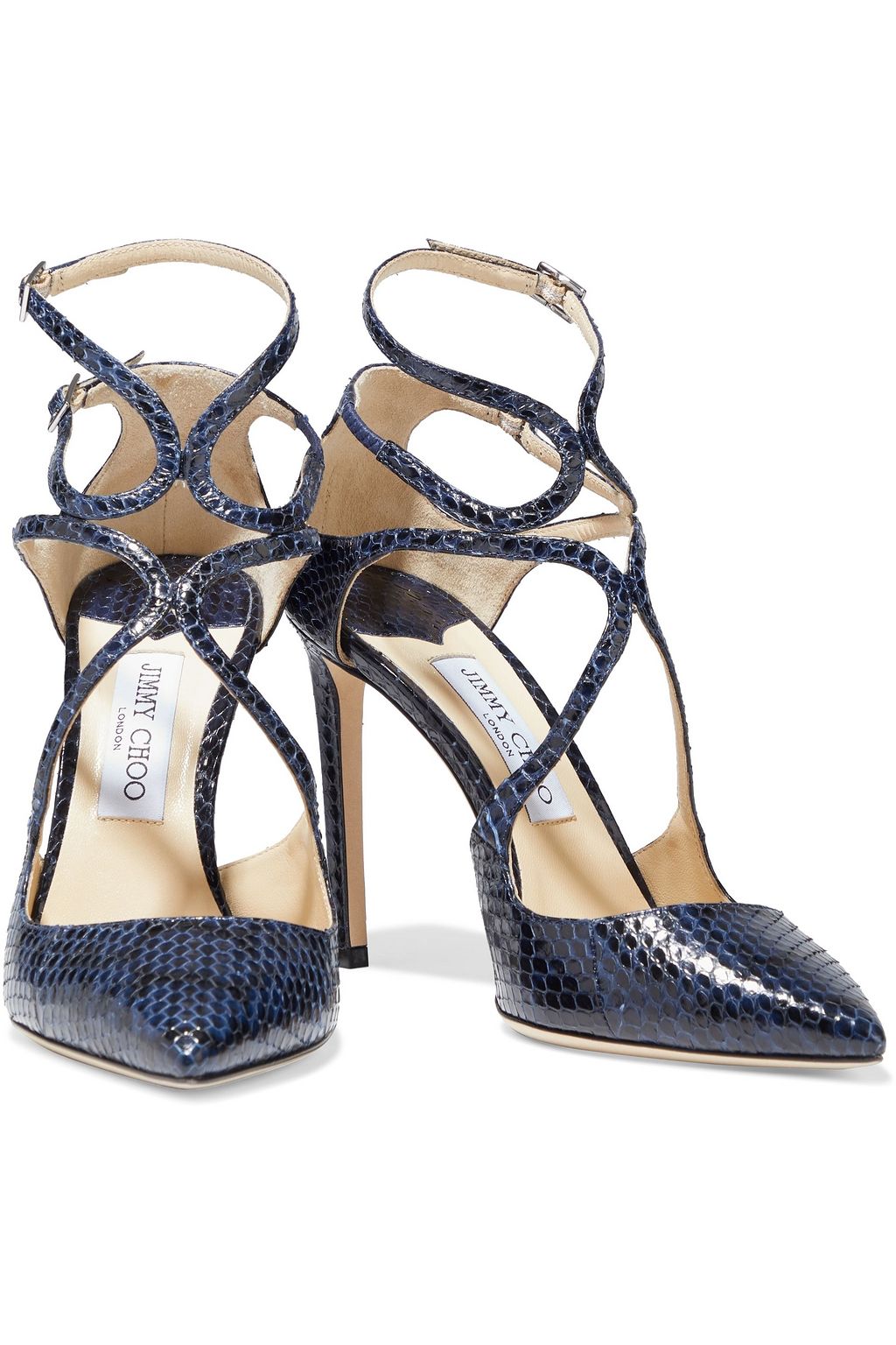 JIMMY CHOO Lancer 100 glossed-elaphe pumps