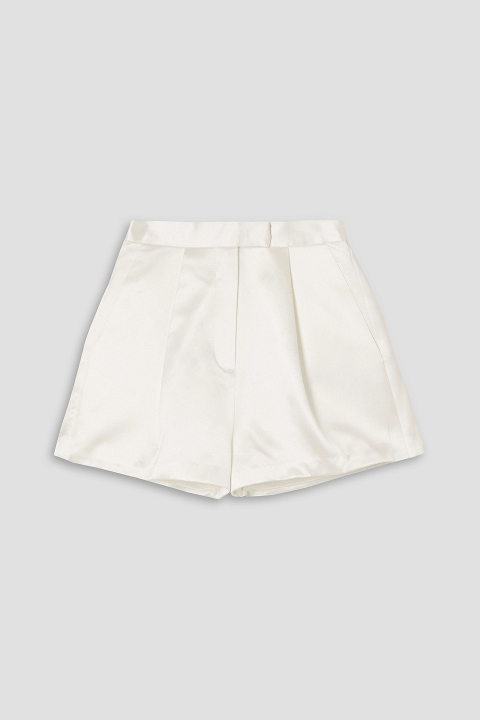 Alex Perry Pleated Cotton And Silk-blend Duchesse-satin Shorts In Ivory