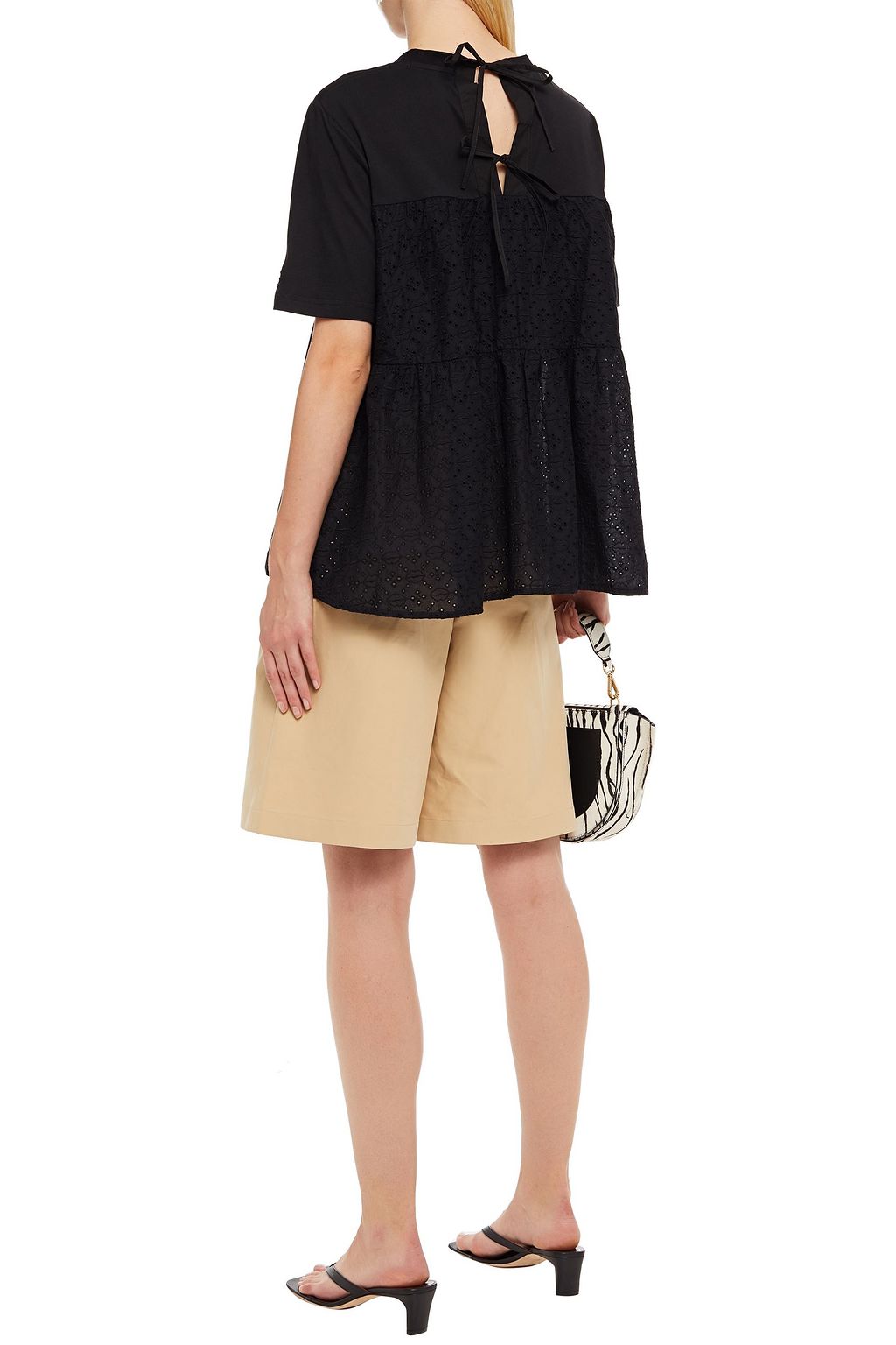MARKUS LUPFER Serena broderie anglaise-paneled cotton-jersey top