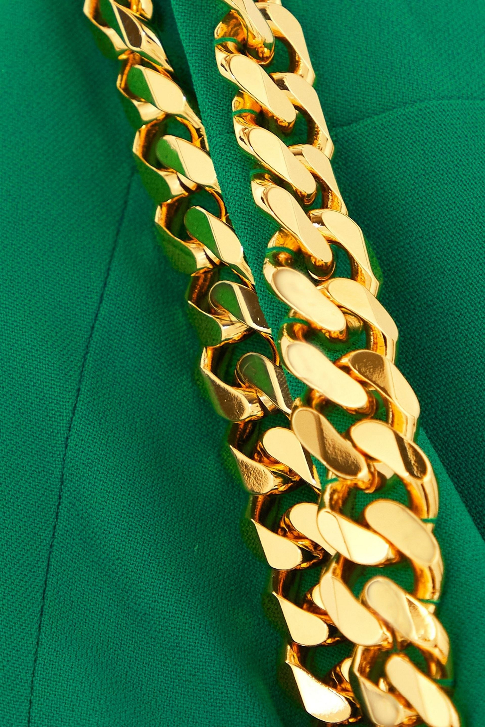 Rowen Rose Chain-embellished crepe halterneck mini dress