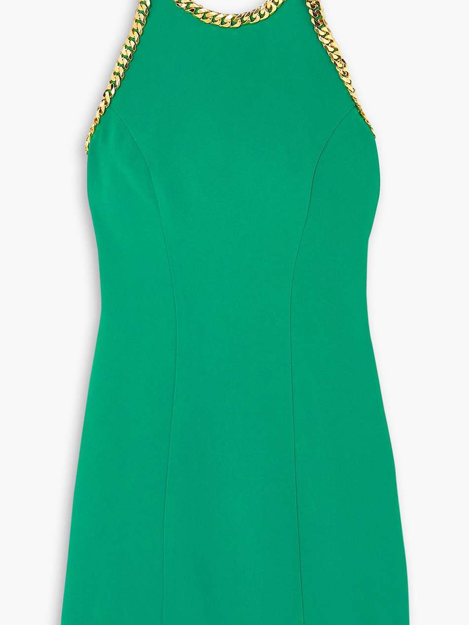 chain-embellished crepe halterneck mini dress