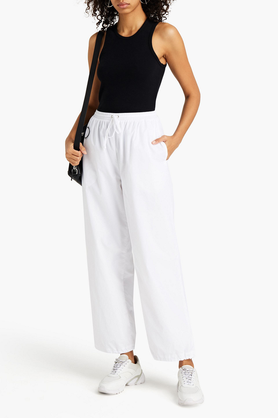 David Koma Logo-appliquéd Shell Track Trousers In White