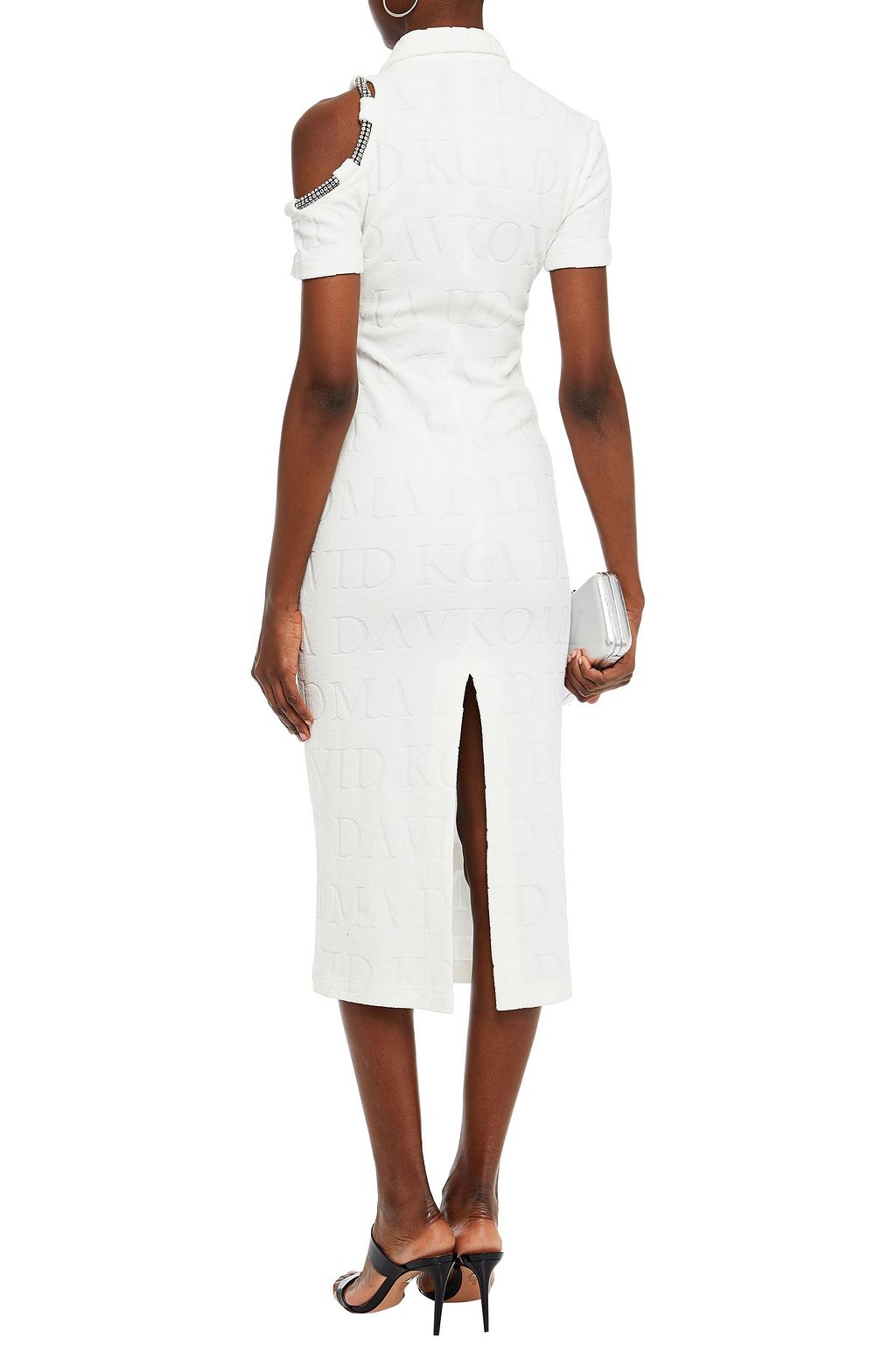 DAVID KOMA Cutout embellished cotton-blend terry-jacquard midi dress
