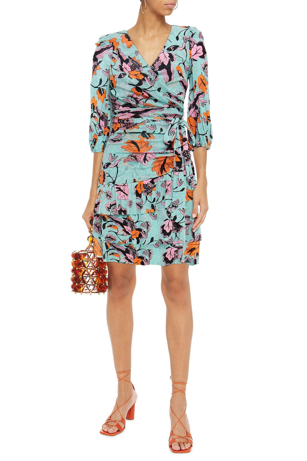 DIANE VON FURSTENBERG Cora Kleid aus Tüll mit Print und Raffungen