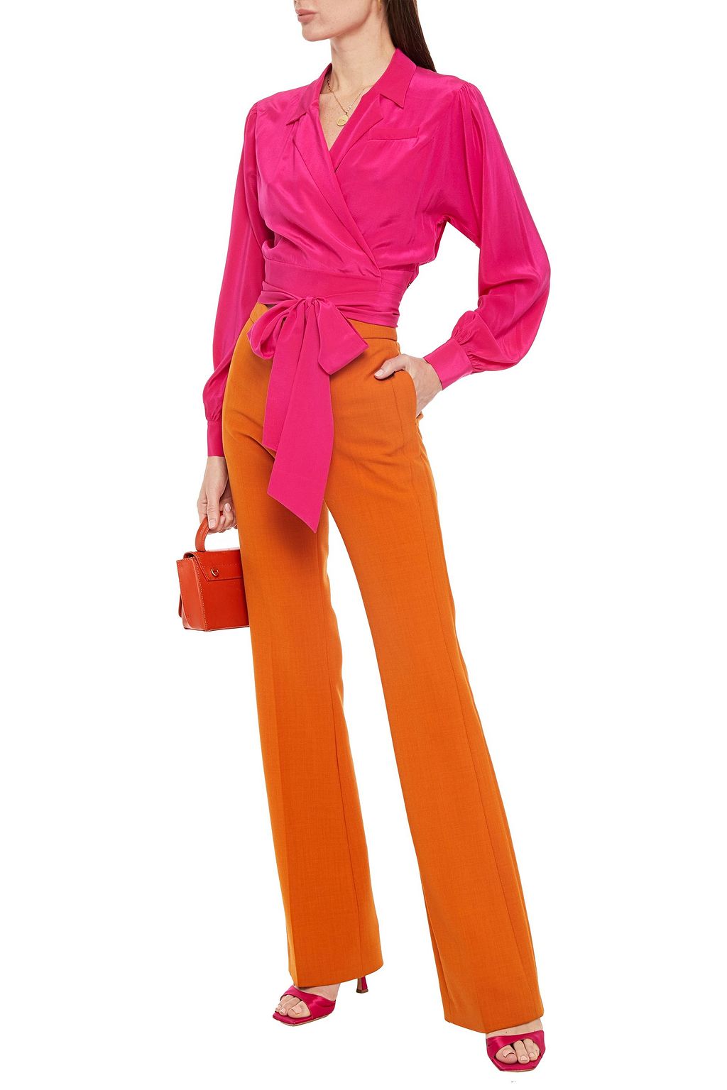 DIANE VON FURSTENBERG Gathered silk crepe de chine wrap top