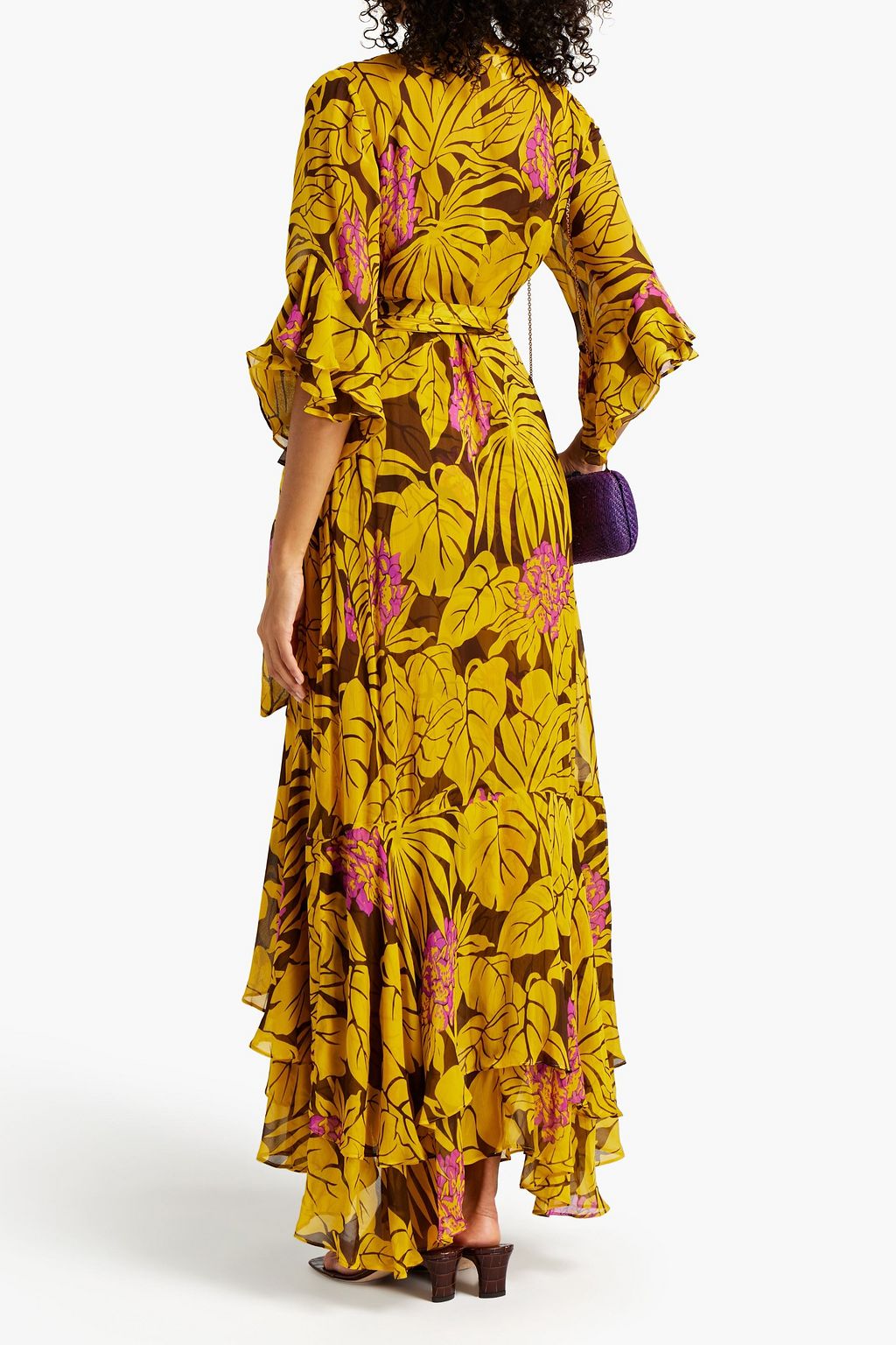 DIANE VON FURSTENBERG Jean ruffled printed chiffon midi wrap dress